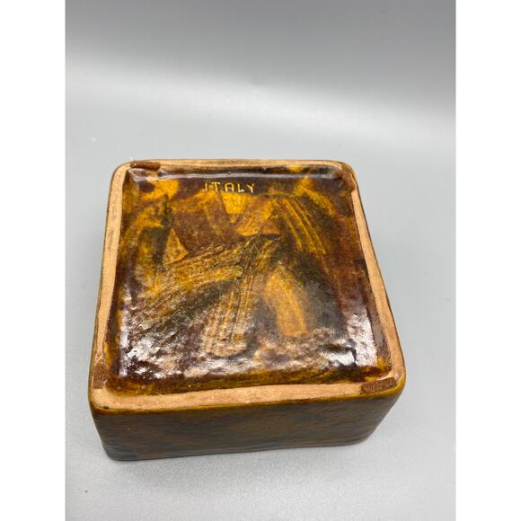 Bagni Orange Sea Garden Box Metal Pull,Bagni For Raymor,Ceramic Trinket Box MCM - Picture 5 of 10